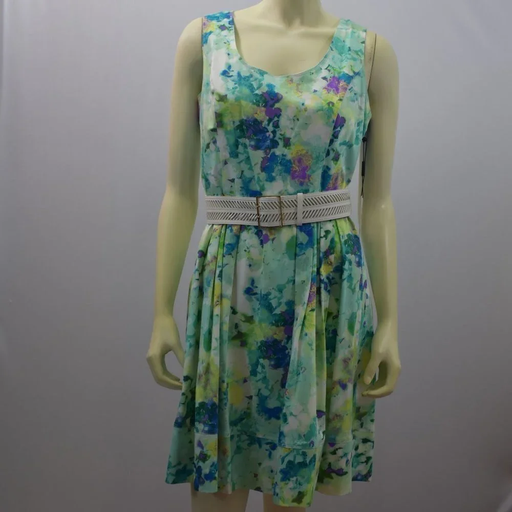 CALVIN KLEIN YELLOW‎ BELTED WOMEN'S DRESS SZ 10 NEW